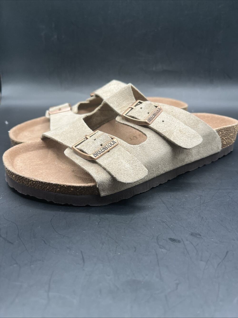 Birkenstock 2 straps adjustable sandals Flip Flops Sz 37 Ivory Beige NWOB US 9